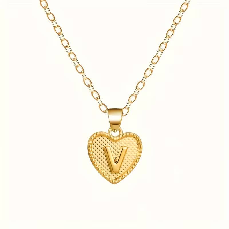 Gold Heart Initial Necklace for Women Stainless Steel Letter Pendant Necklace Personalized Alphabet Jewelry