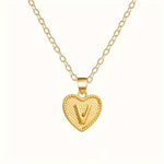 Gold Heart Initial Necklace for Women Stainless Steel Letter Pendant Necklace Personalized Alphabet Jewelry