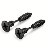 Screw Dumbbell Stud Earrings Stainless Steel Punk Jewelry