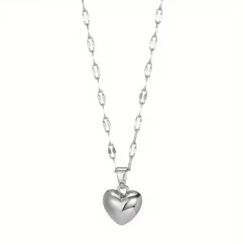 Minimalist Heart Pendant Necklace – Gold Plated Stainless Steel Dainty Necklace for Women, Everyday Jewelry