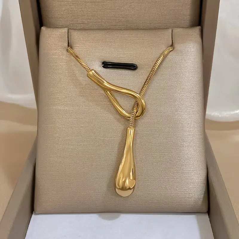 Vintage Waterdrop Y Necklace – Minimalist Snake Chain