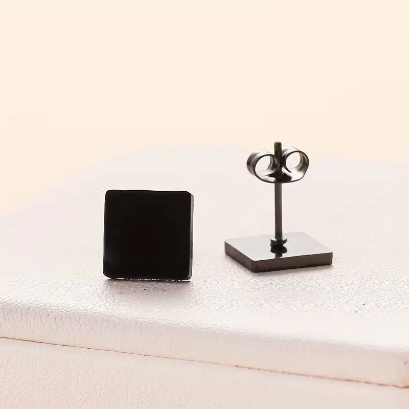 Minimalist Square Stud Earrings Set Stainless Steel Hypoallergenic Everyday Earrings for Women 3 Colors