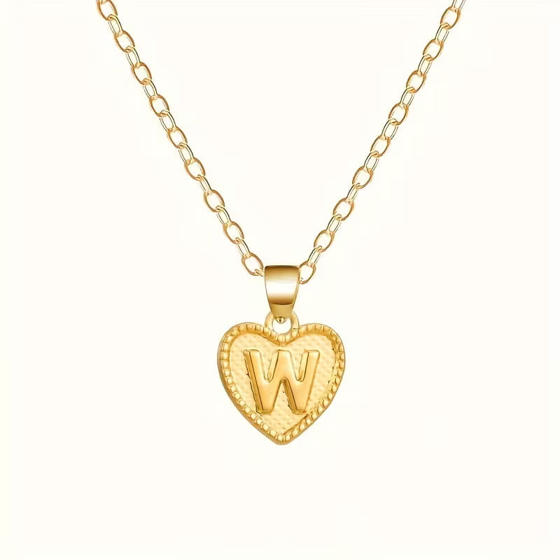 Gold Heart Initial Necklace for Women Stainless Steel Letter Pendant Necklace Personalized Alphabet Jewelry