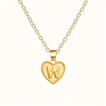 Gold Heart Initial Necklace for Women Stainless Steel Letter Pendant Necklace Personalized Alphabet Jewelry
