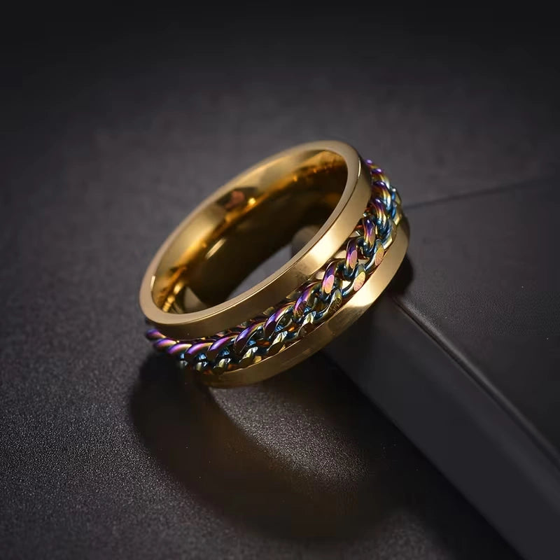 Black Spinner Chain Ring – Punk Stainless Steel Band