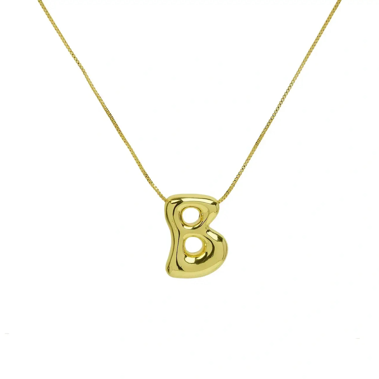 Bubble Letter Pendant Necklace in Stainless Steel – Trendy Minimalist Initial Jewelry for Everyday Style