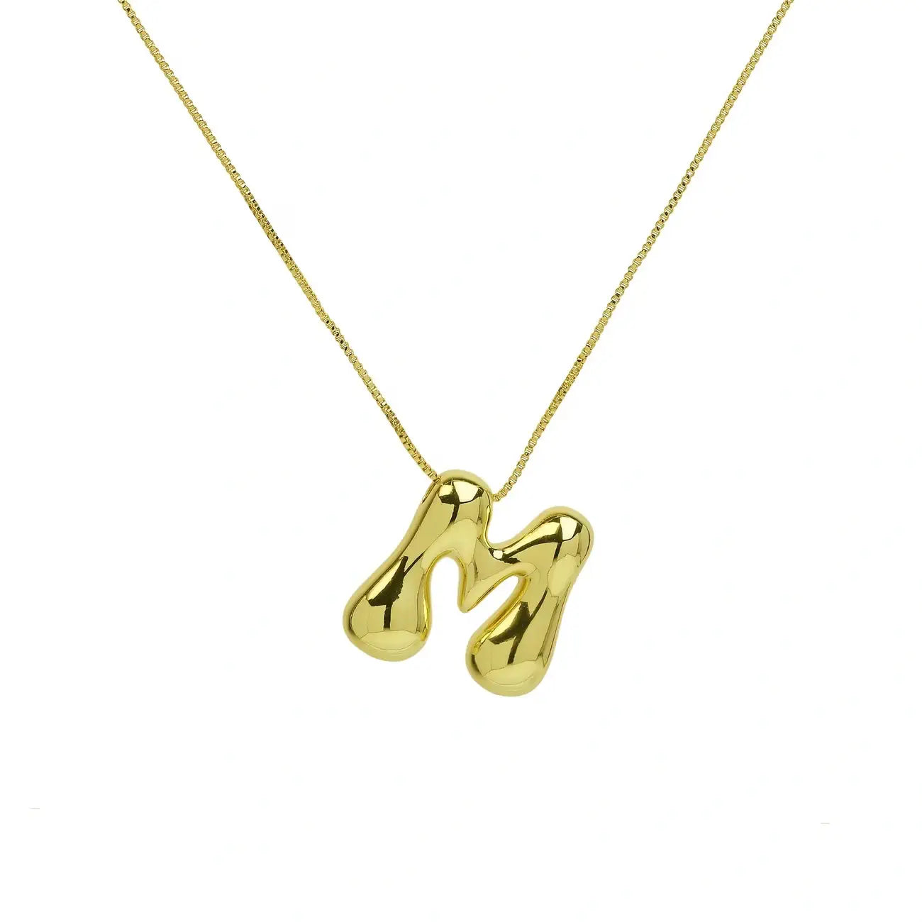 Bubble Letter Pendant Necklace in Stainless Steel – Trendy Minimalist Initial Jewelry for Everyday Style