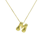Bubble Letter Pendant Necklace in Stainless Steel – Trendy Minimalist Initial Jewelry for Everyday Style