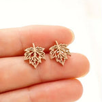 Maple Leaf Stud Earrings for Women Stainless Steel Nature Inspired Minimalist Jewelry Gift