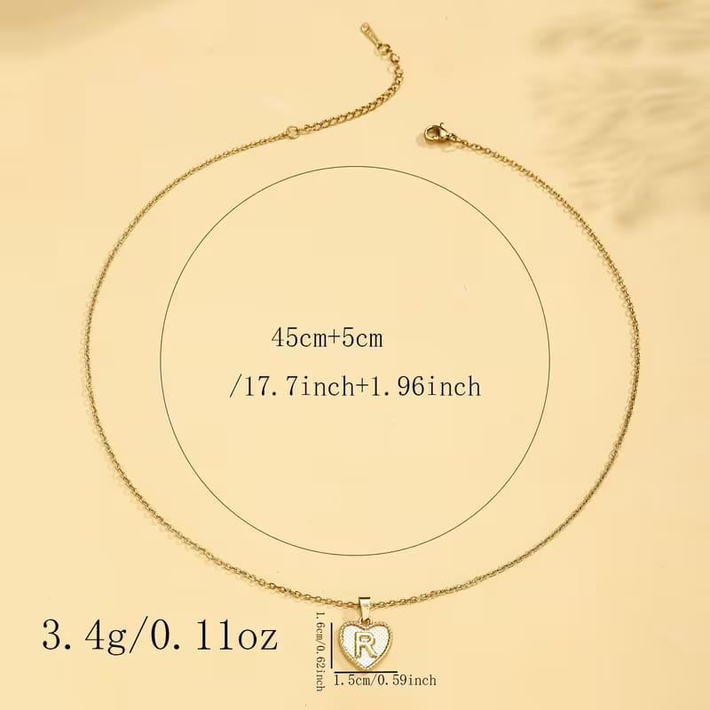 Gold Heart Initial Necklace for Women Stainless Steel Letter Pendant Necklace Personalized Alphabet Jewelry