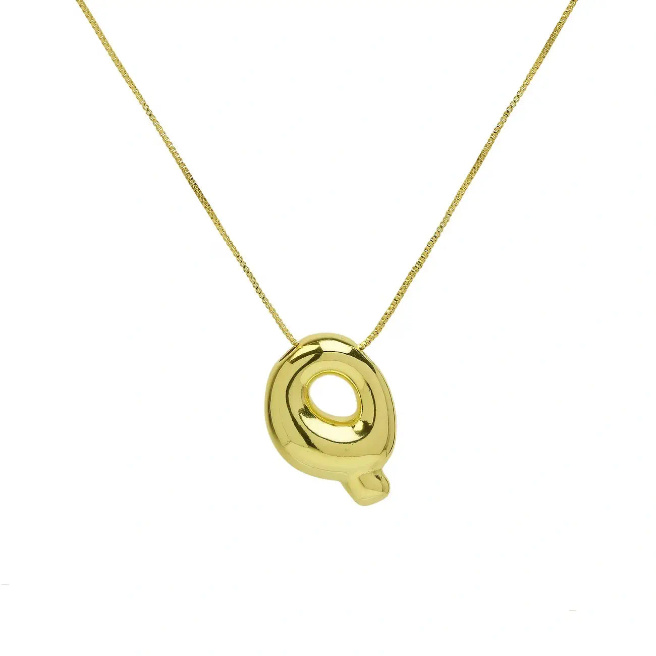 Bubble Letter Pendant Necklace in Stainless Steel – Trendy Minimalist Initial Jewelry for Everyday Style