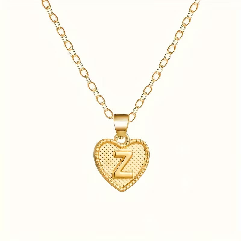Gold Heart Initial Necklace for Women Stainless Steel Letter Pendant Necklace Personalized Alphabet Jewelry