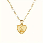 Gold Heart Initial Necklace for Women Stainless Steel Letter Pendant Necklace Personalized Alphabet Jewelry
