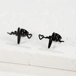 Heartbeat Stethoscope Stud Earrings – Stainless Steel Medical Heart Earrings for Nurses & Doctors