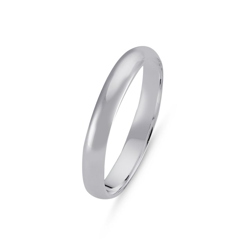 3mm D Shape Plain Sterling Silver 925 Band Ring