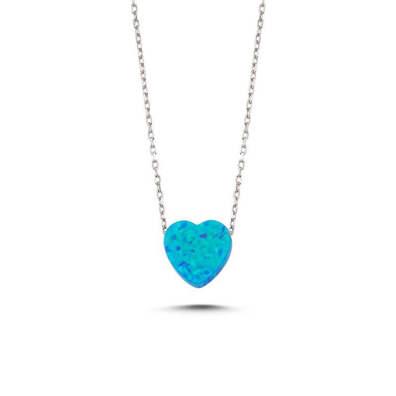 Heart Fire Opal Sterling Silver Necklace