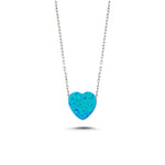 Heart Fire Opal Sterling Silver Necklace