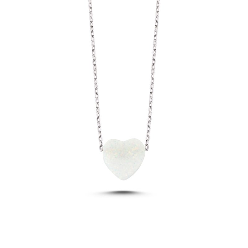 Heart Fire Opal Sterling Silver Necklace