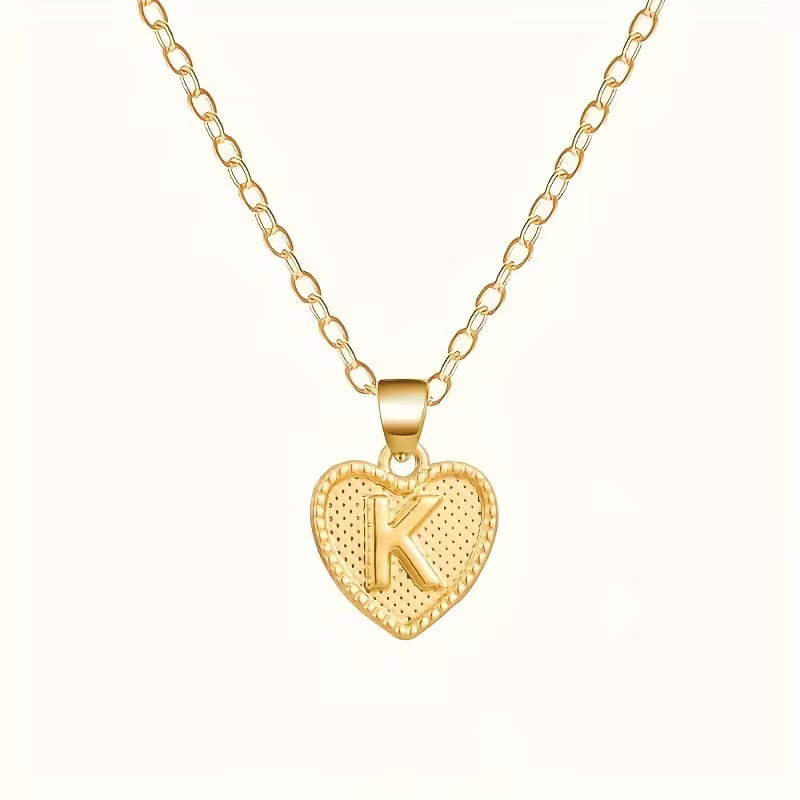 Gold Heart Initial Necklace for Women Stainless Steel Letter Pendant Necklace Personalized Alphabet Jewelry