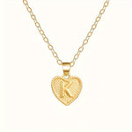Gold Heart Initial Necklace for Women Stainless Steel Letter Pendant Necklace Personalized Alphabet Jewelry