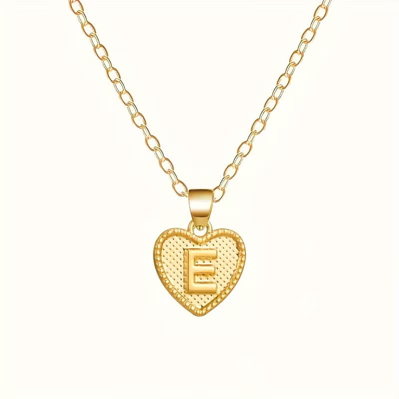 Gold Heart Initial Necklace for Women Stainless Steel Letter Pendant Necklace Personalized Alphabet Jewelry