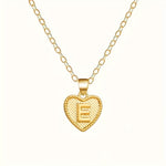Gold Heart Initial Necklace for Women Stainless Steel Letter Pendant Necklace Personalized Alphabet Jewelry