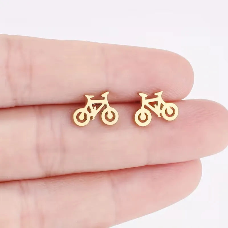 Stainless Steel Bicycle Stud Earrings Set for Women Gift