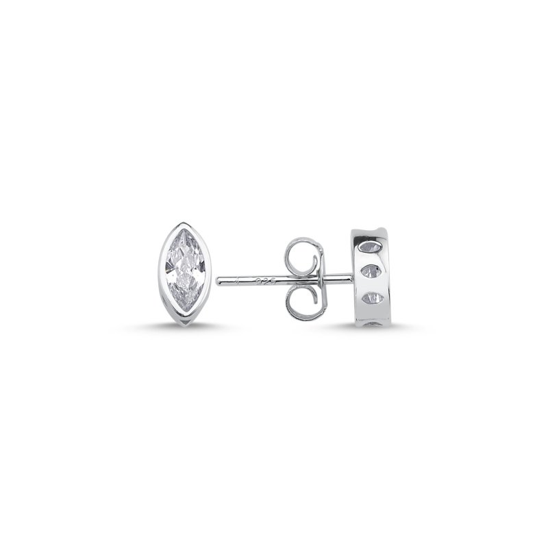 925 Sterling Silver Marquise CZ Solitaire Stud Earrings – Elegant Minimalist Jewelry for Women’s Daily Style