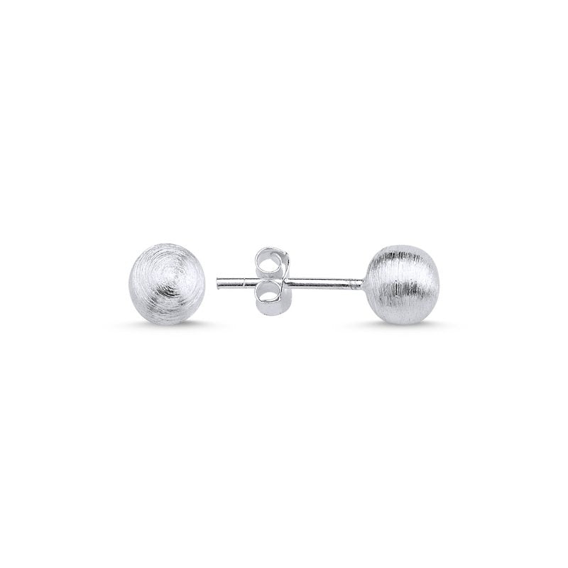 6mm Brushed Ball Sterling Silver Stud Earrings