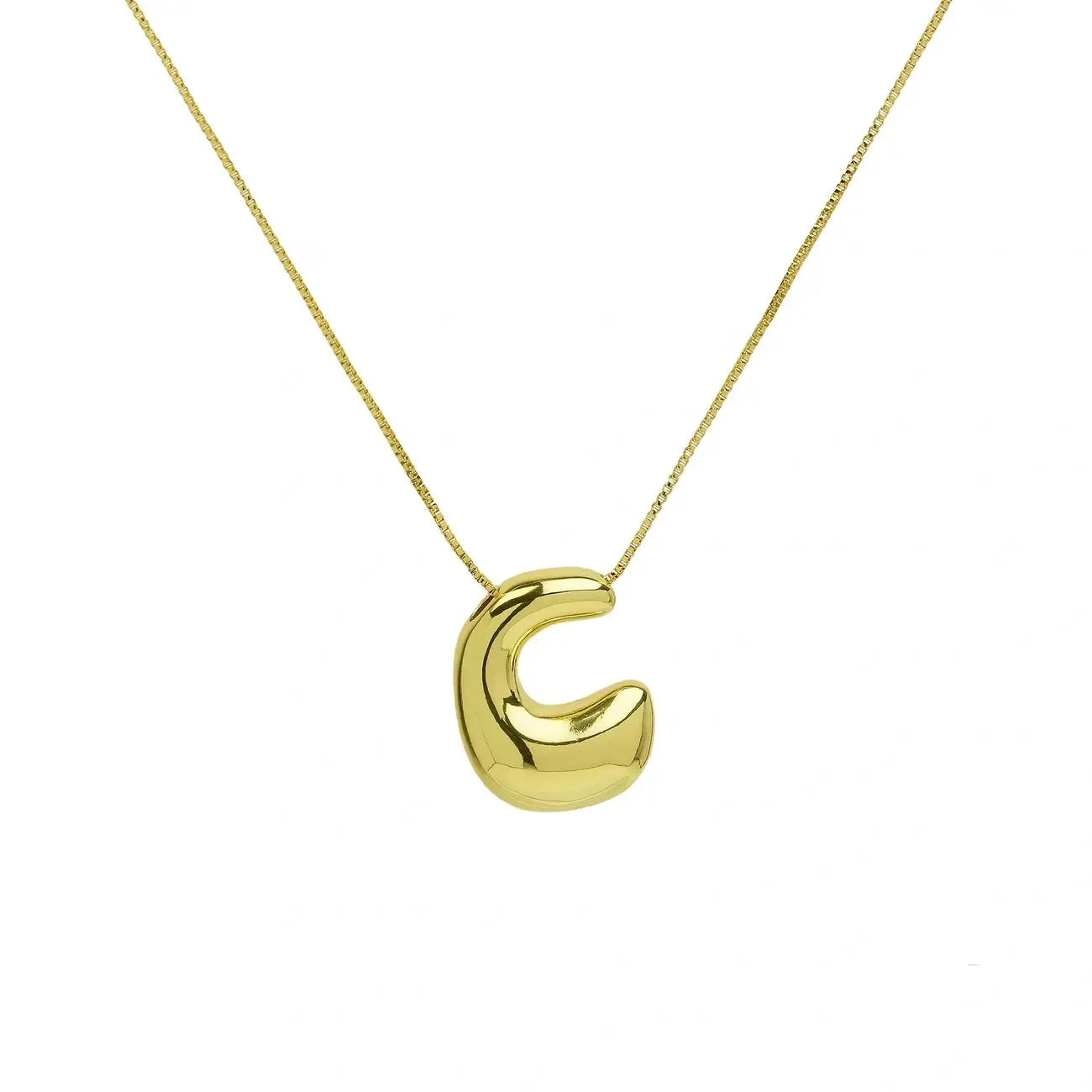 Bubble Letter Pendant Necklace in Stainless Steel – Trendy Minimalist Initial Jewelry for Everyday Style