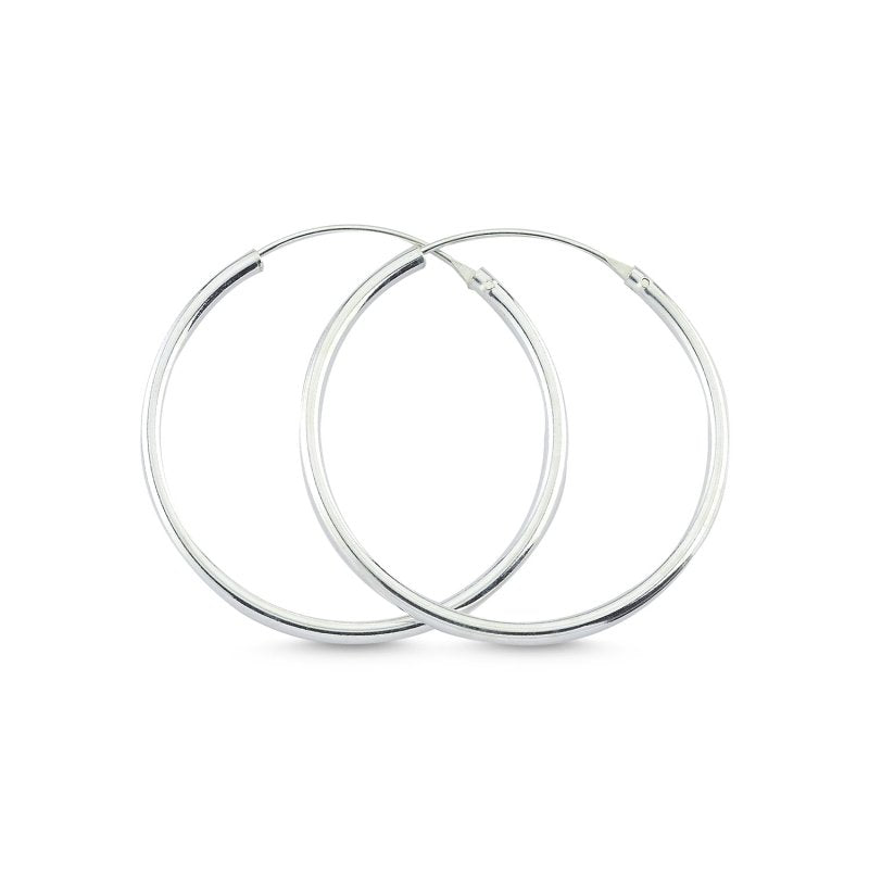 Sterling Silver Thin Hoop Earrings for Women, Sleek 1.5mm Design, Timeless Minimalist Style