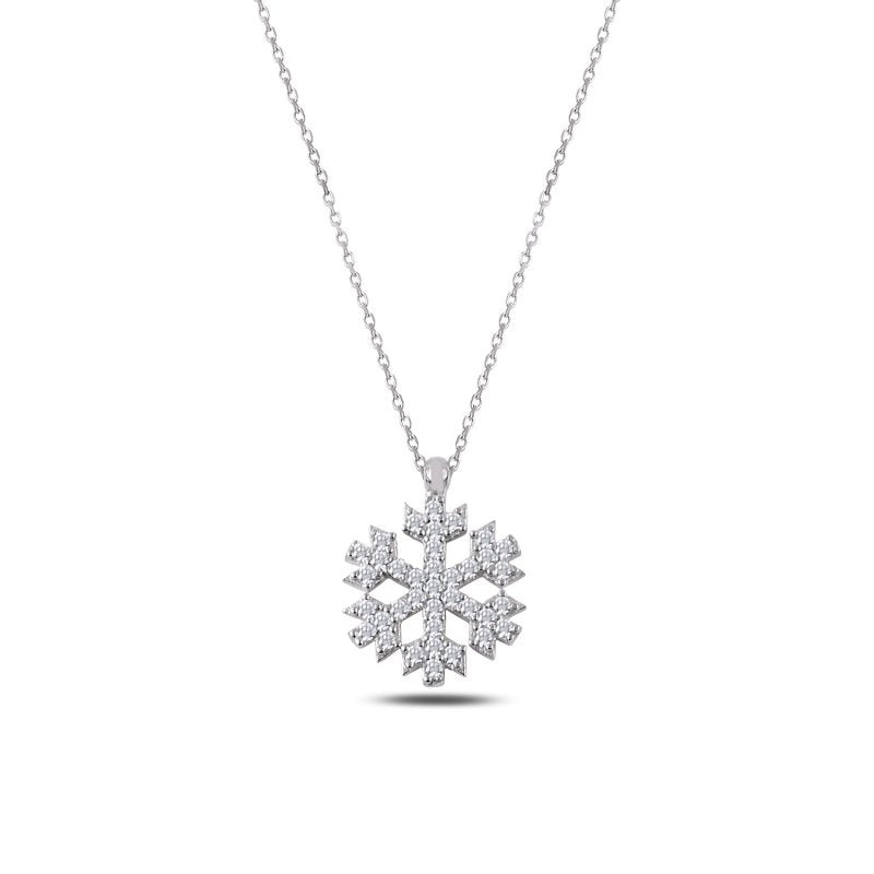 Pave CZ Snowflake Sterling Silver Necklace