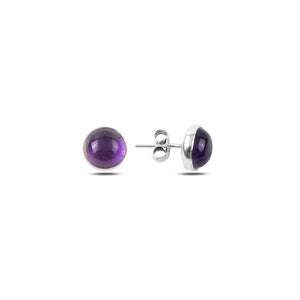 Sterling Silver Round Amethyst Solitaire Stud Earrings – Radiant Purple Sparkle with a Touch of Calm & Charm