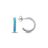 Sterling Silver 15mm Hoop Earrings with Turquoise Stones, Elegant Blue Accent Everyday Jewelry