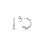 Single Line CZ Sterling Silver Eternity Stud Hoop Earrings