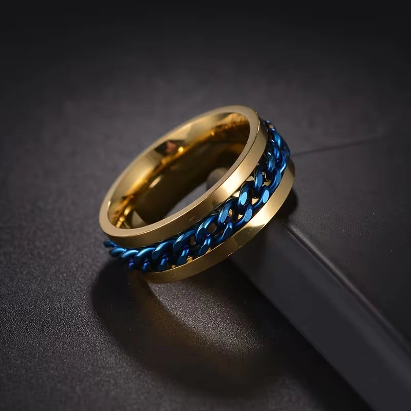Gold Spinner Chain Ring – Stainless Steel Statement Band