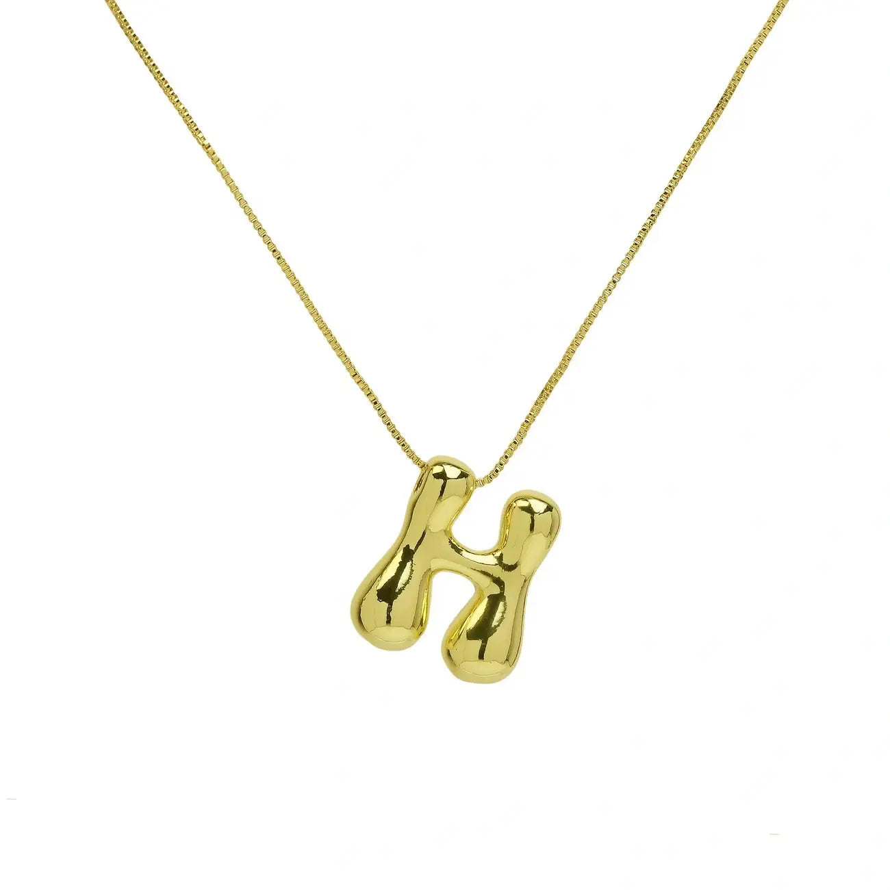 Bubble Letter Pendant Necklace in Stainless Steel – Trendy Minimalist Initial Jewelry for Everyday Style