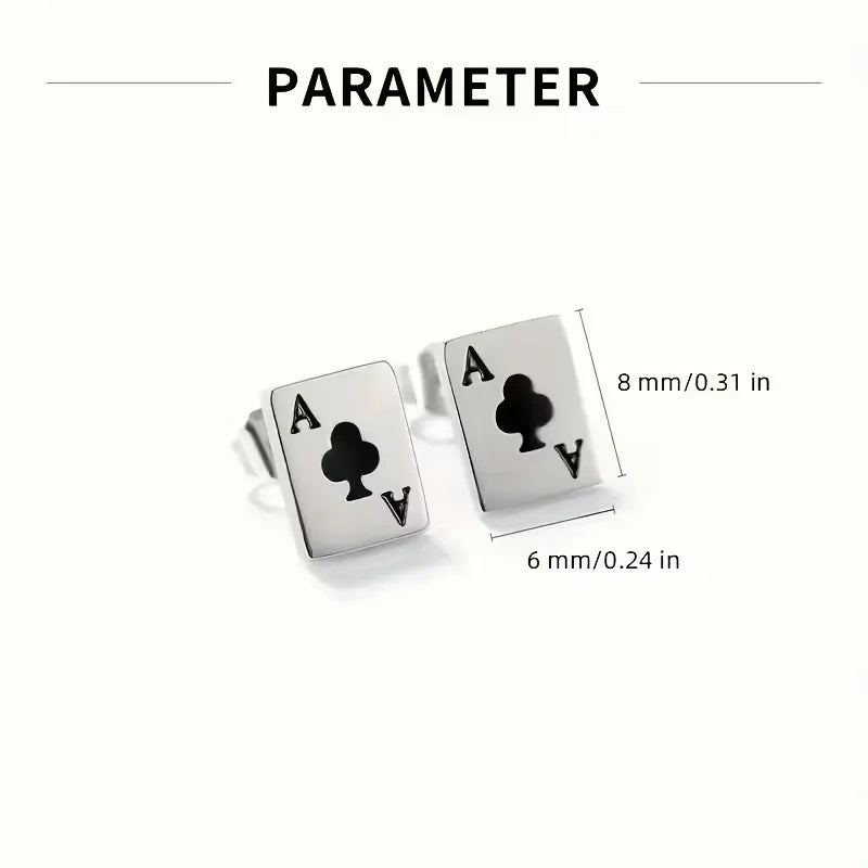 Ace Card Stud Earrings for Women Titanium Steel Poker Earrings Cute Playing Card Jewelry Gift