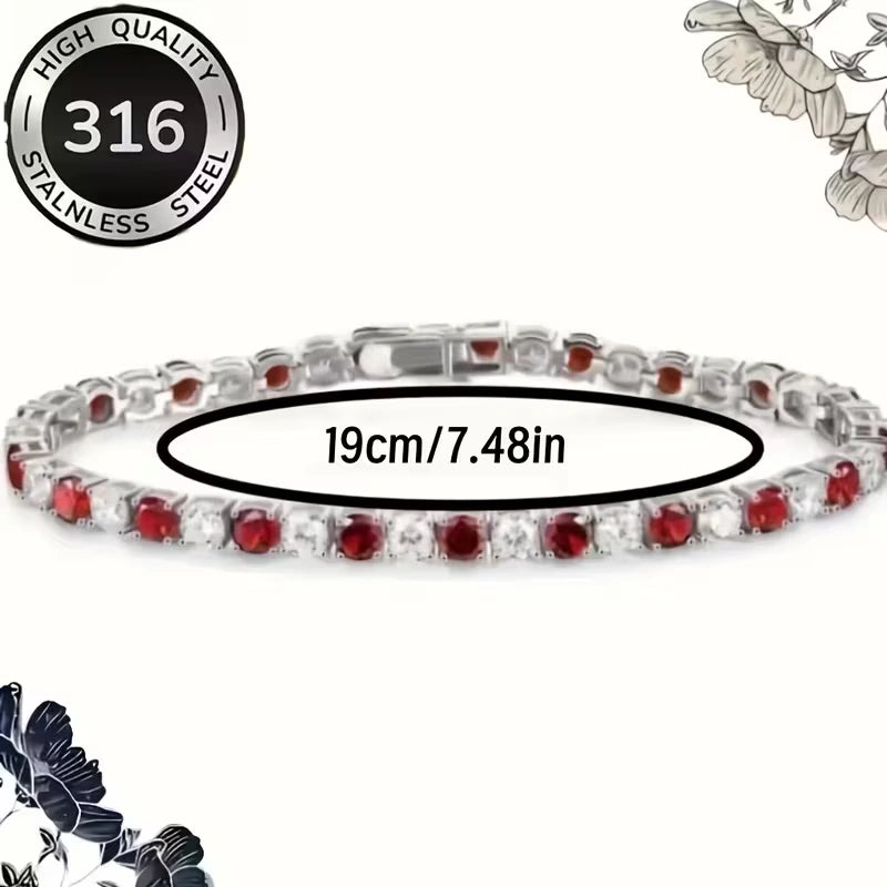 Red CZ Tennis Bracelet with Elegant Sparkle Design