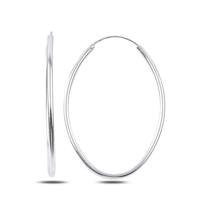Sterling Silver 30x40mm Large Oval Hoop Earrings, Polished Lightweight Everyday Statement Hoops