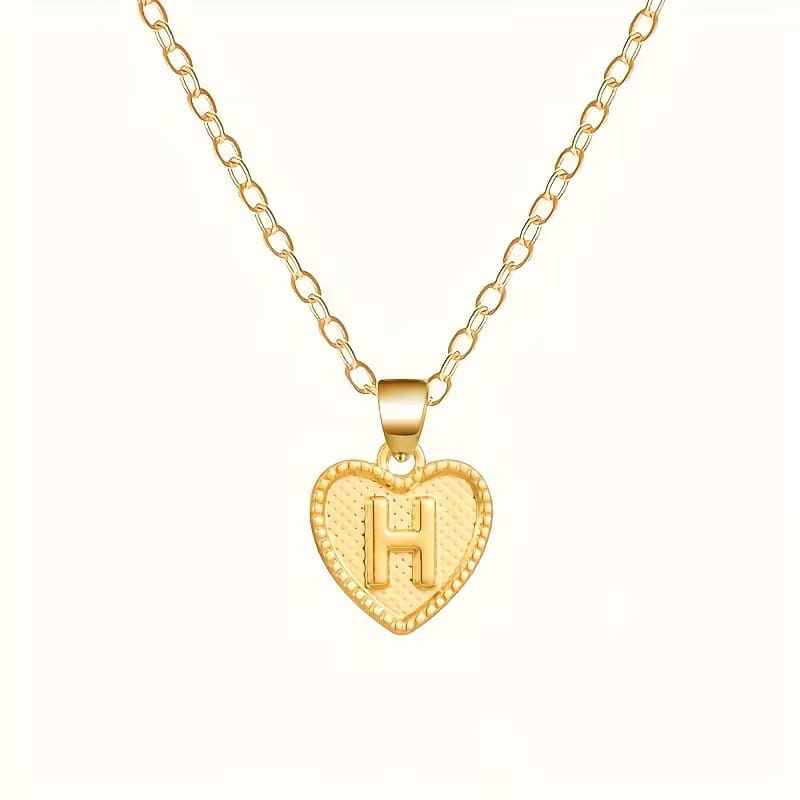 Gold Heart Initial Necklace for Women Stainless Steel Letter Pendant Necklace Personalized Alphabet Jewelry