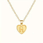 Gold Heart Initial Necklace for Women Stainless Steel Letter Pendant Necklace Personalized Alphabet Jewelry