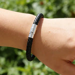 Braided Leather Bracelet with Minimalist Clasp For Men