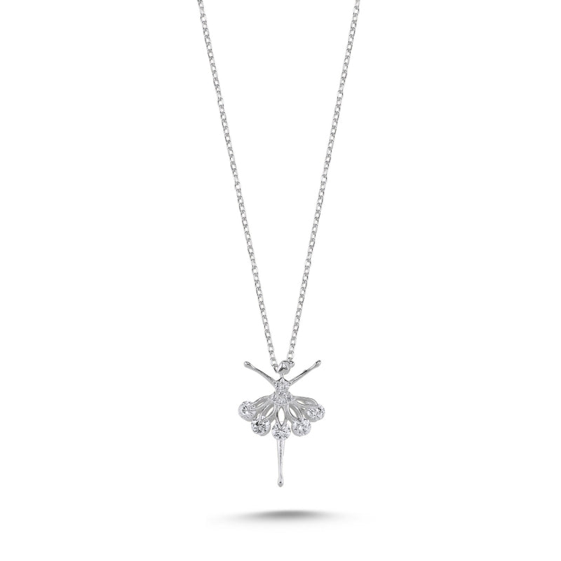 CZ Ballerina Sterling Silver Necklace