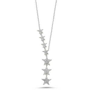 Pave CZ Falling Star Sterling Silver Necklace