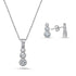 Sterling Silver Trickle CZ Jewelry Set – Cascading Cubic Zirconia Necklace & Stud Earrings for a Sleek, Modern Look