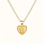 Gold Heart Initial Necklace for Women Stainless Steel Letter Pendant Necklace Personalized Alphabet Jewelry