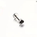 Poker Card Cartilage Stud Earrings Set – Stainless Steel Spade Club Heart Diamond Piercing Jewelry