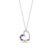 925 Sterling Silver Open Heart Pendant Necklace with Rainbow Baguette CZ Stones and Sparkling Clear Cubic Zirconia