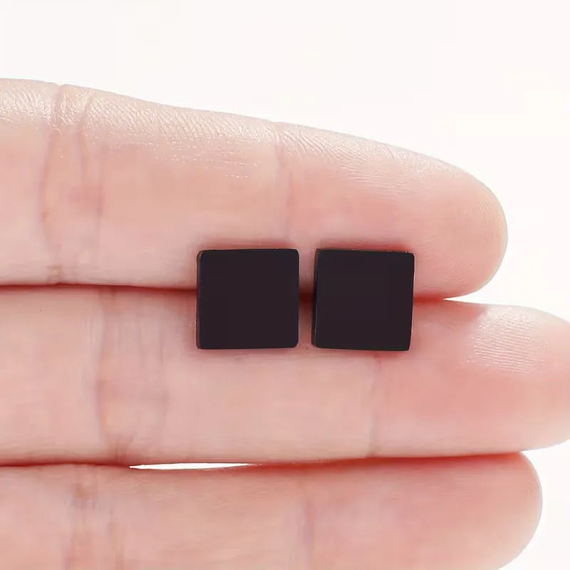 Minimalist Square Stud Earrings Set Stainless Steel Hypoallergenic Everyday Earrings for Women 3 Colors